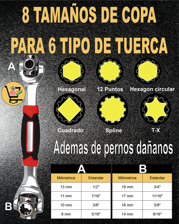 2x1 Power-Max™️ ORIGINAL LLAVE INGLESA MULTIUSOS 48 EN 1