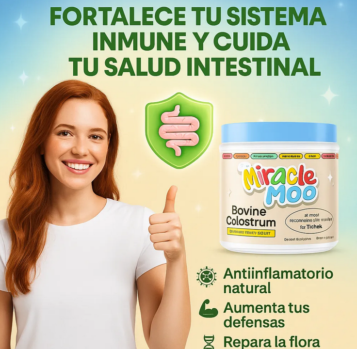 🥛 MIRACLE MOO ™   – Suplemento Natural de Calostro Bovino + Envío Gratis